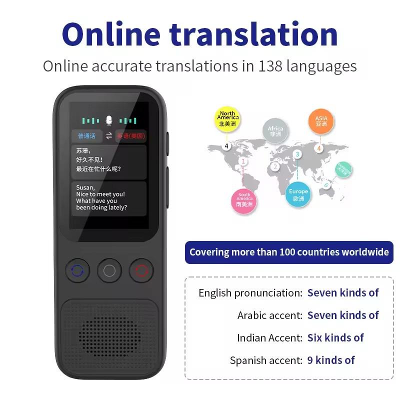 Portable S80 Audio Translator 138 Language Smart Translate Offline In Real Time Smart Voice AI Voice Photo Translation