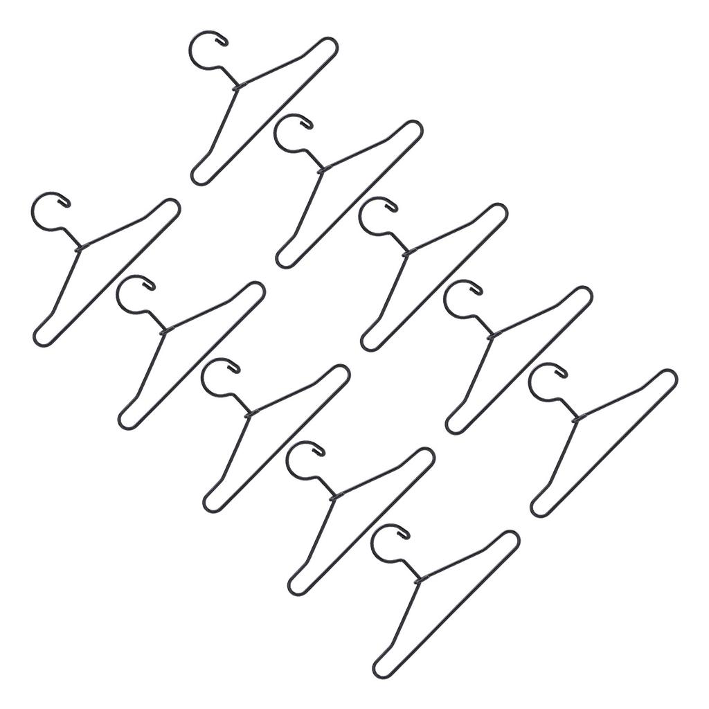 10Pcs Doll Clothes Hangers Metal Miniature Mini Cute Cartoon Closet Decor Accessories Black 65mm