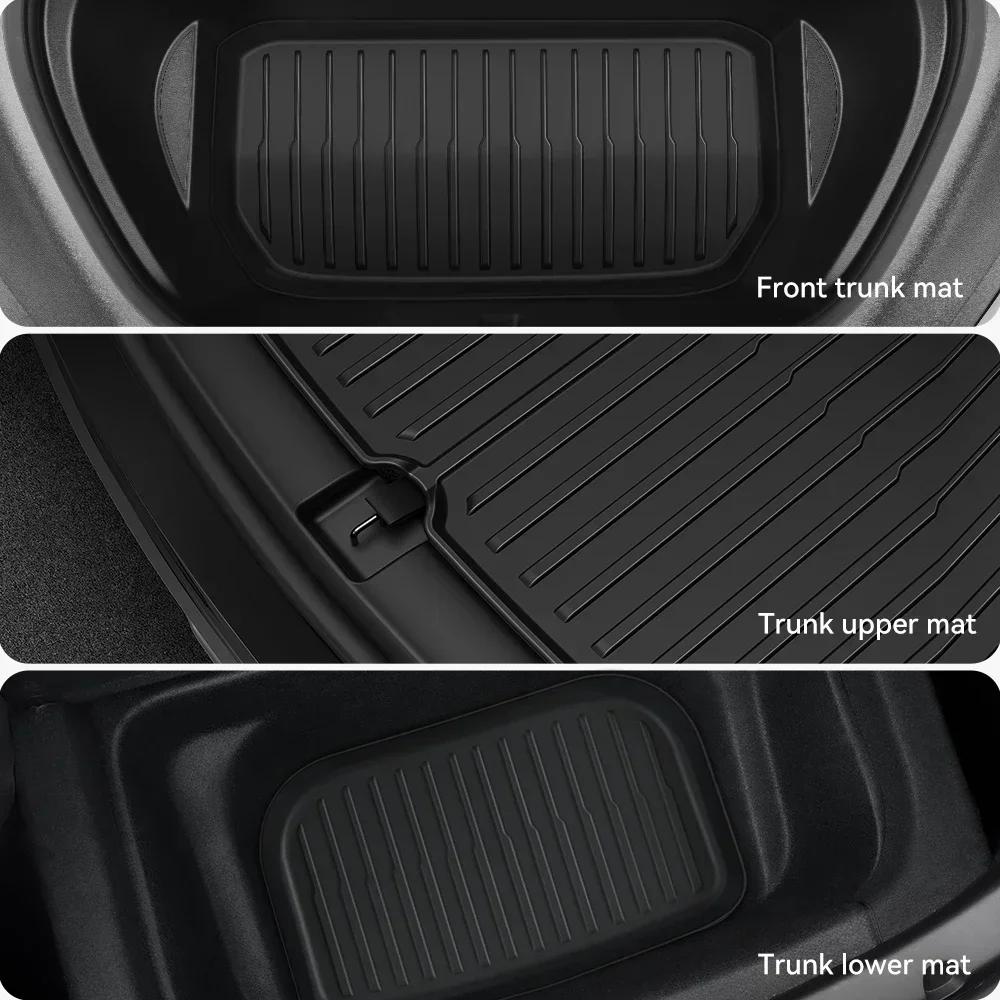 For New Tesla Model Y Launch 2025+ Juniper 2025+ TPE Floor Mats & Cargo Liner, All Weather Trunk Mats Floor Liner Backrest Mats