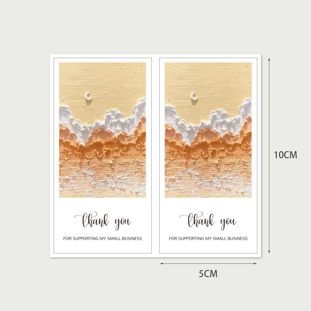 

50pcs Oil Painting Thank You Stickers 5x10cm Vintage Flower Sticker for Small Business Gift Decorative Seals Scrapbooking Label