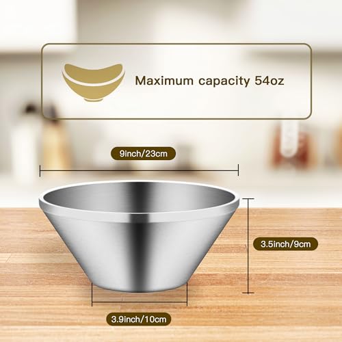 IMEEA Noodle Bowls, Ramen Bowls, Cold Noodles, Double-Layered Bowls, Soba, Stainless Steel, Set of 2 (23cm)