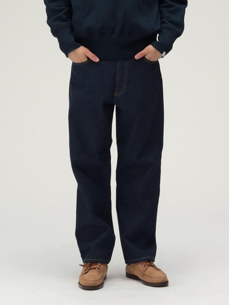 Beams Plus Denim Size 38210040791 Men's Wide-Leg 5-Pocket Pants, Indigo, L,