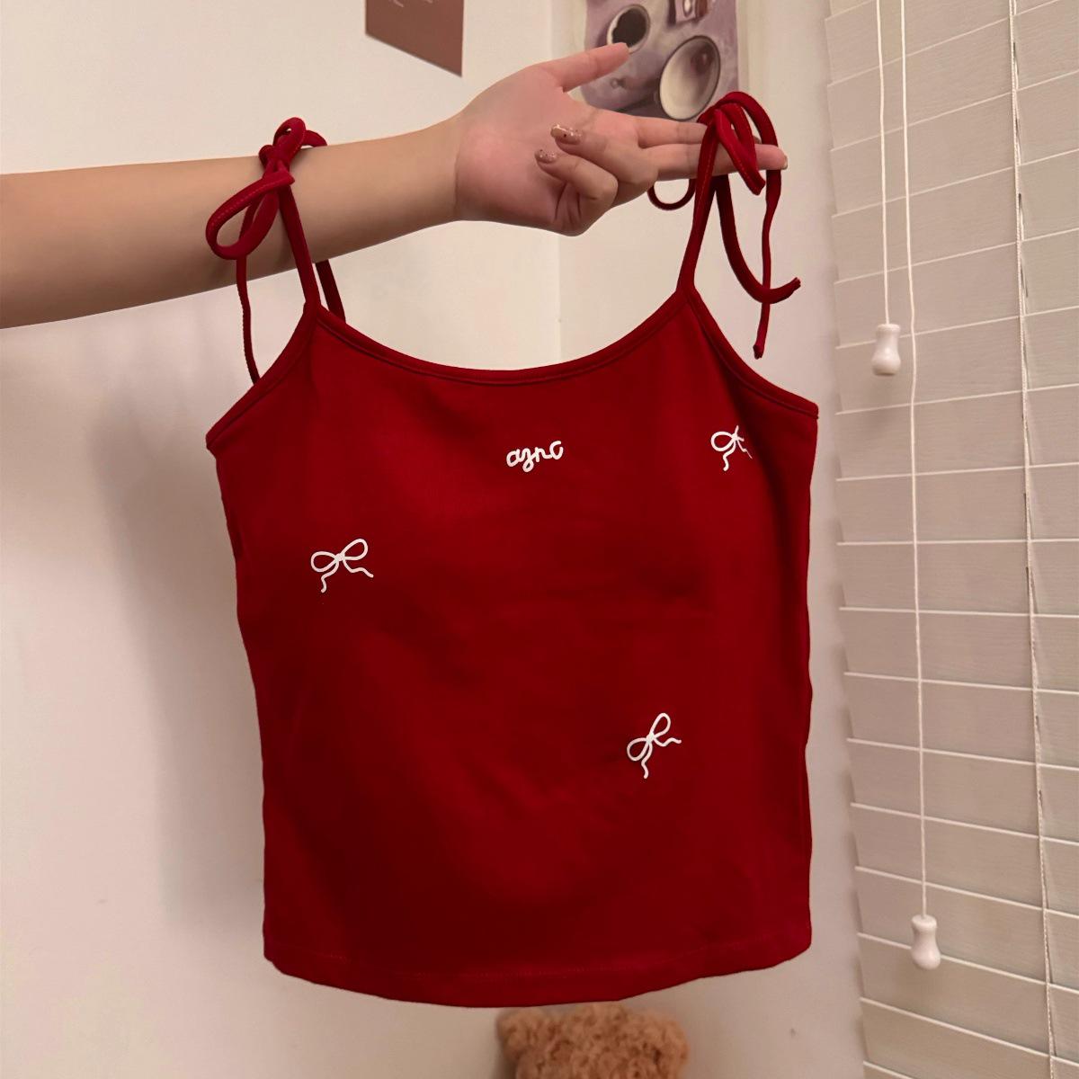 

Майка Dopamine на шнуровке с нагрудными накладками: Женский летний жилет Slim Fit One size (fits 40-60 kg) красный