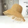 Hat Versatile Style Straw Woven Tassel Brimmed Womens Sunshade Hatscaps