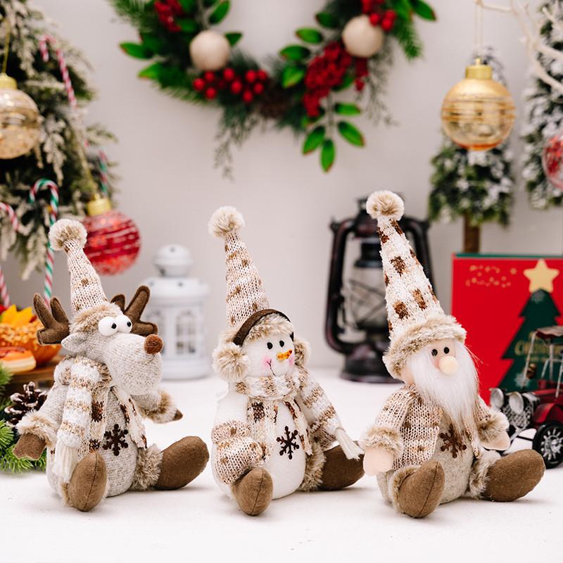 Charming Christmas Decor Nordic Sitting Santa Snowman And Reindeer Plush Dolls