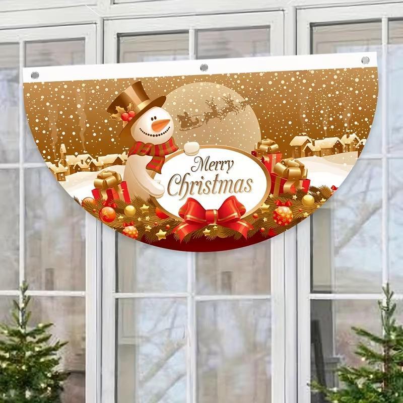 Christmas Outdoor Fan-Shaped Flag Banner Christmas Decor For Home 2026 Cristmas Drop Ornament Xmas Navidad Gift New Year 2027