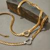 Yori 14K Gold Hollow Heart Flat Snake Chain Necklace Vintage Stainless Steel Elegance Jewelry Gift for Women