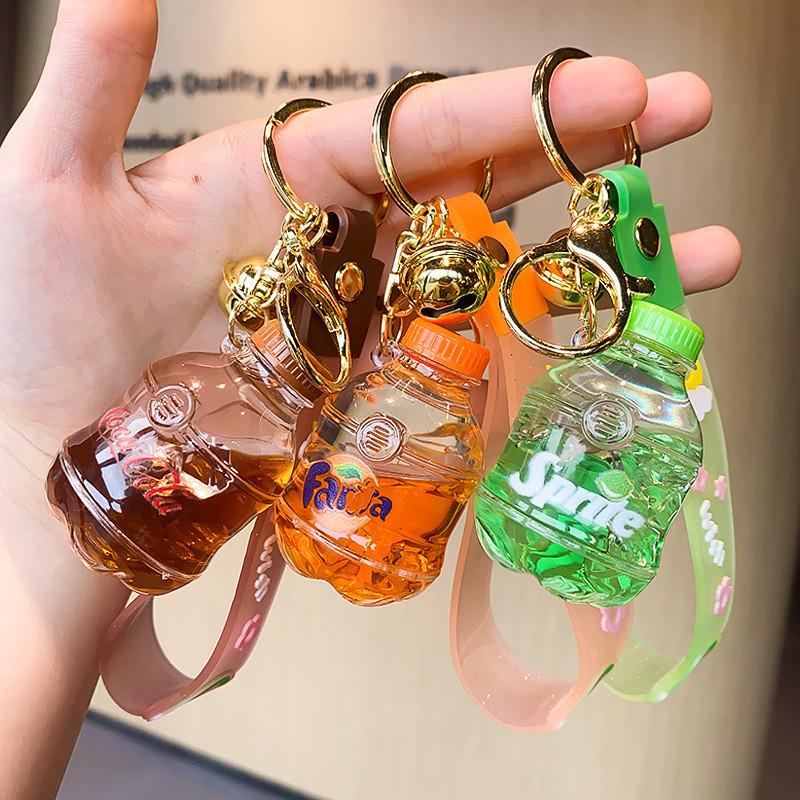 Charming Acrylic Keychain With Liquid Drift Bottle Design For Bags And Cars