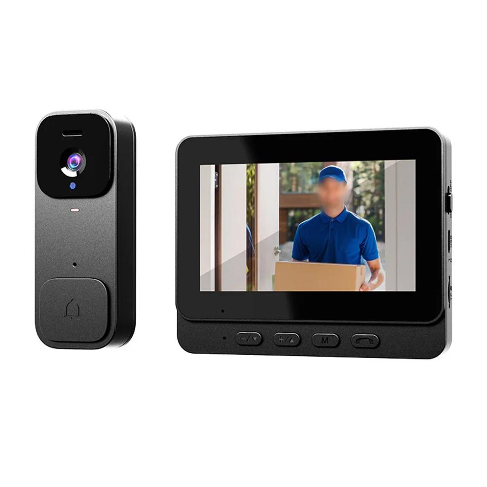 4.3-inch Display Doorbell HD Video Monitor Doorbell Long Battery Life No Drilling Required Real-time Communication