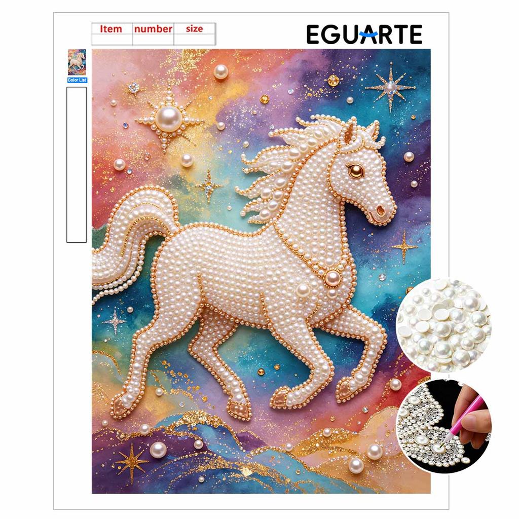 Kit Cavallo Maestoso Perla 5D Fai da Te Arte con Strass Artigianato per Decorazione Scrivania Casa Regalo Rilassante Fatto a Mano