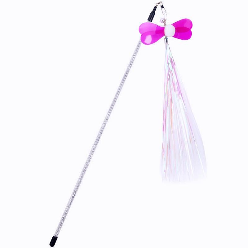 Cat Toy Feather Stick Cats Toy with Bell Butterfly Teaser Cat Toys Interactive Replaceable Feather Sticks Cats Toys Pet Products