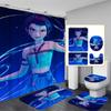 Snowman Print Toilet Bathroom Mat And Shower Curtain Four-Piece Set