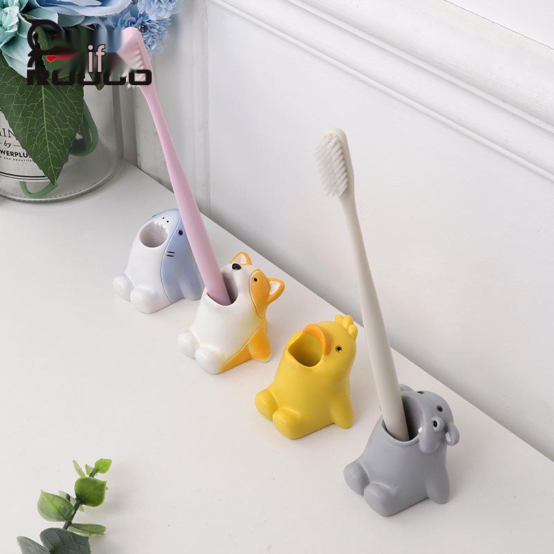 Charming Cartoon Animal Toothbrush Holder - Decorative Bathroom Rack and Storage Ornament