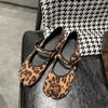 Fashion 2024 Spring New Square Head Shallow Mouth Single Shoes Low Heel Women's Shoes Leopard Print Animal Print Flat Ballet Shoes
