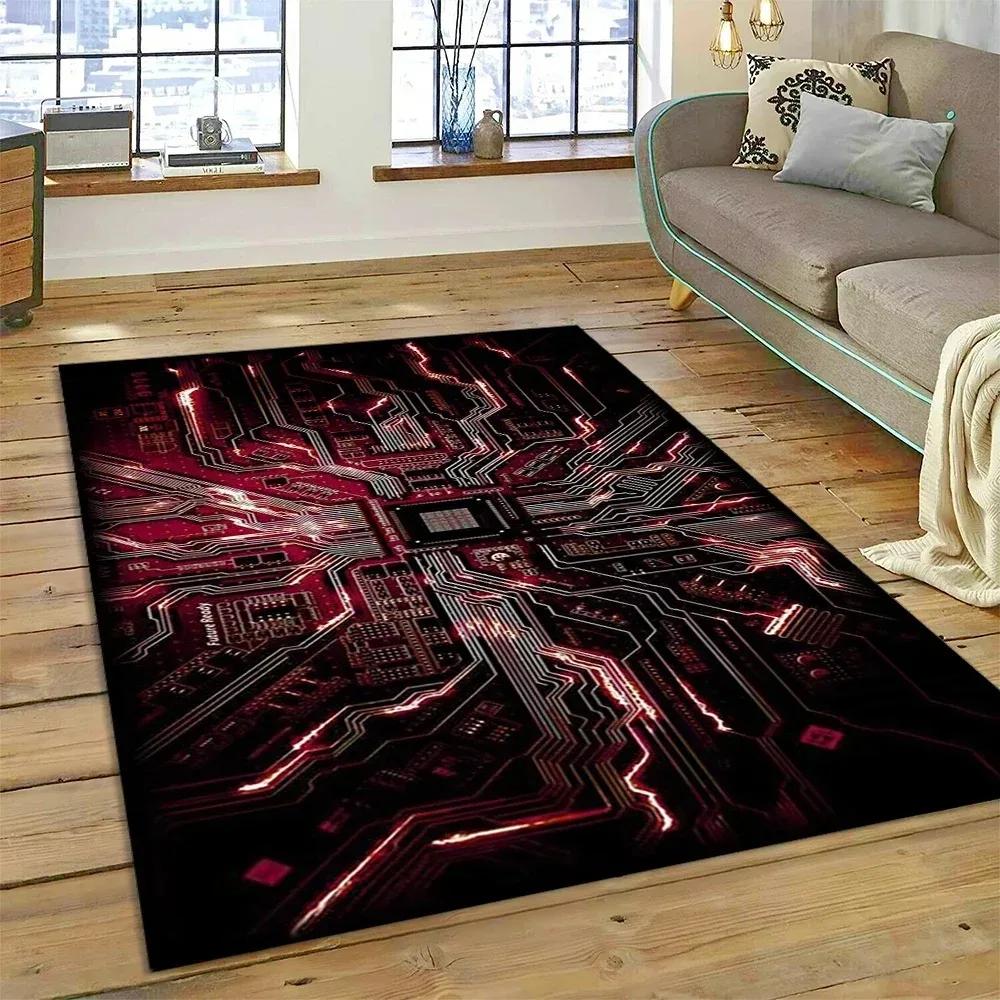Chip Circuit Board Carpet Rug for Home Living Room Bedroom Sofa Doormat Kitchen Decor Child Paly Area Rug Non-slip Mat