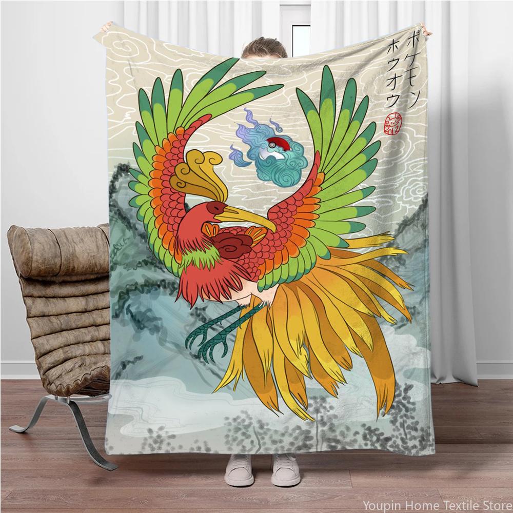 Pokemon Cartoon Retro Charizard Anime Flannel Blanket Pikachu Figures Home Sofa Lunch Break Blankets Children Student Kids Gifts