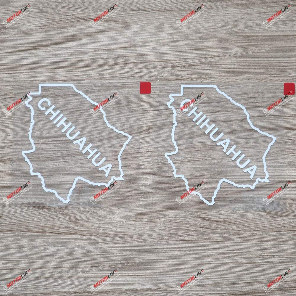 2X White 4 Chihuahua State of Mexico Decal Sticker map Outline Car Vinyl Mexican 4 Inches
