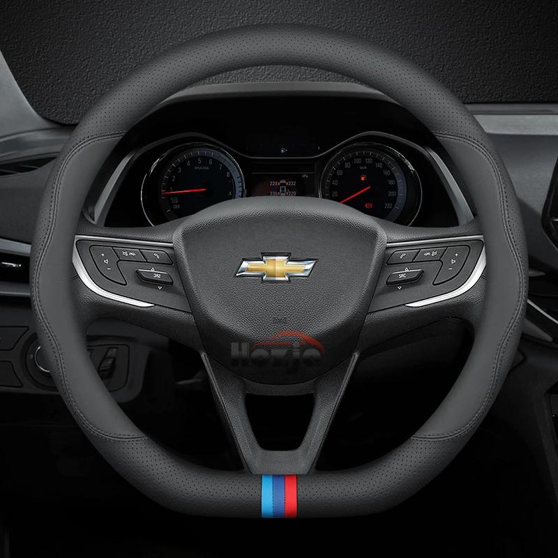 Leather Car Steering Wheel Cover for Chevrolet Chevy Malibu Spark Tracker Cruze Sonic Camaro Equinox Volt Seeker Accessories