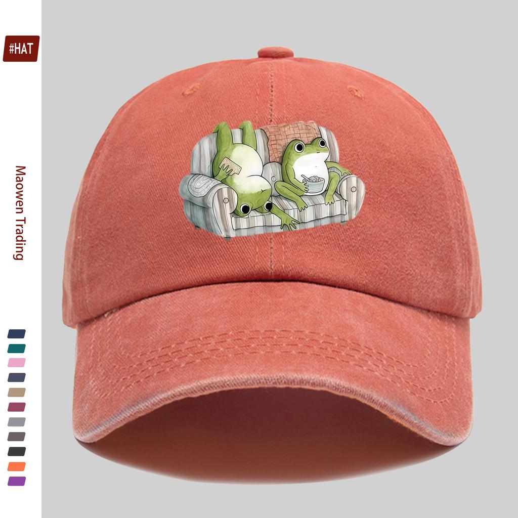Pc Cute Casual Frog Print Baseball Cap Home Leisure Decorative Hat Fashionable Trendy Printed Papa Hat with Adjustable Stra