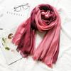 Lightweight Gradient Color Scarf Unisex Fringe Shawl Wrap Cotton Linen Scarf  For Women Ladies