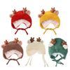 Christmas Headwear Unisex Christmas Hat with Antlers and Furry White Lining for Cosplay Activities and Holiday Fashion