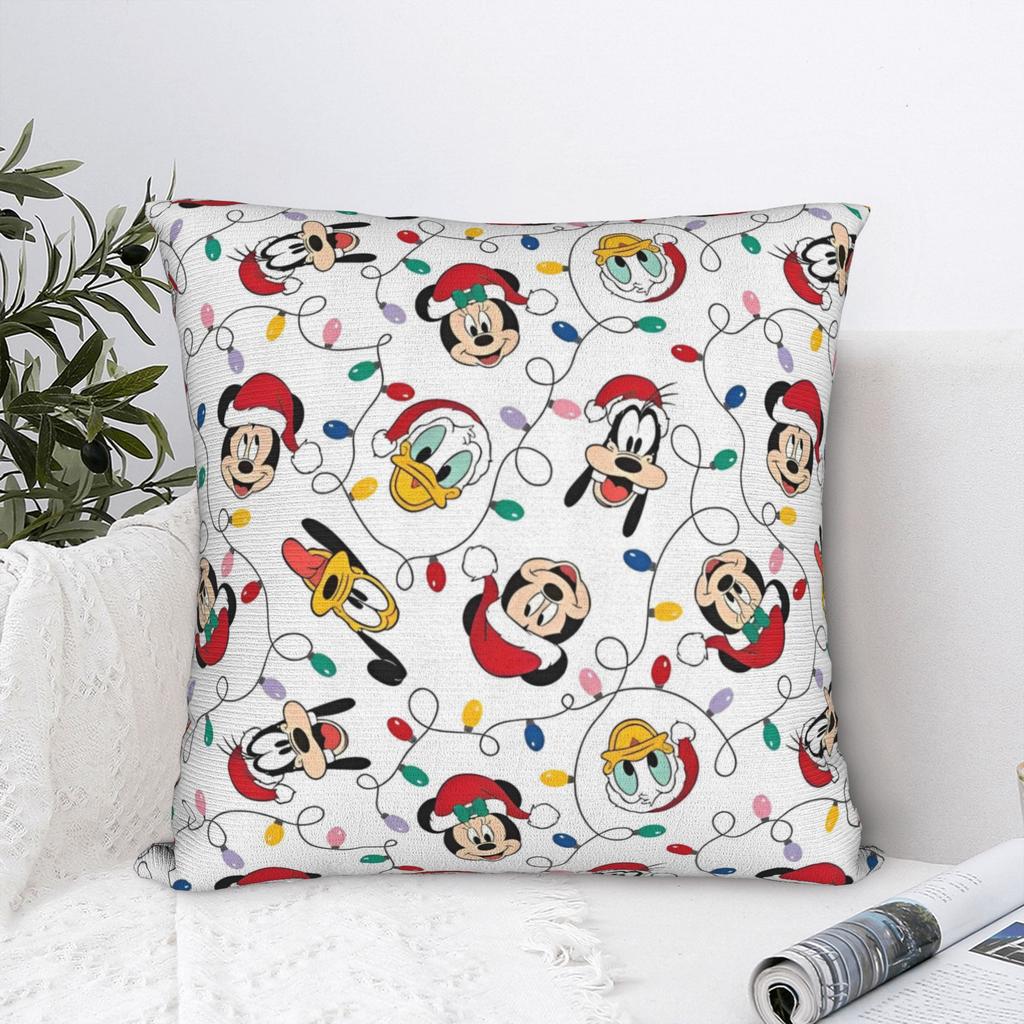 Mickey and Friends Kawaii Mickey Christmas Square Pillow Covers Polyester Home Cushion Case Cool Decor Throw Pillow Case 45*45