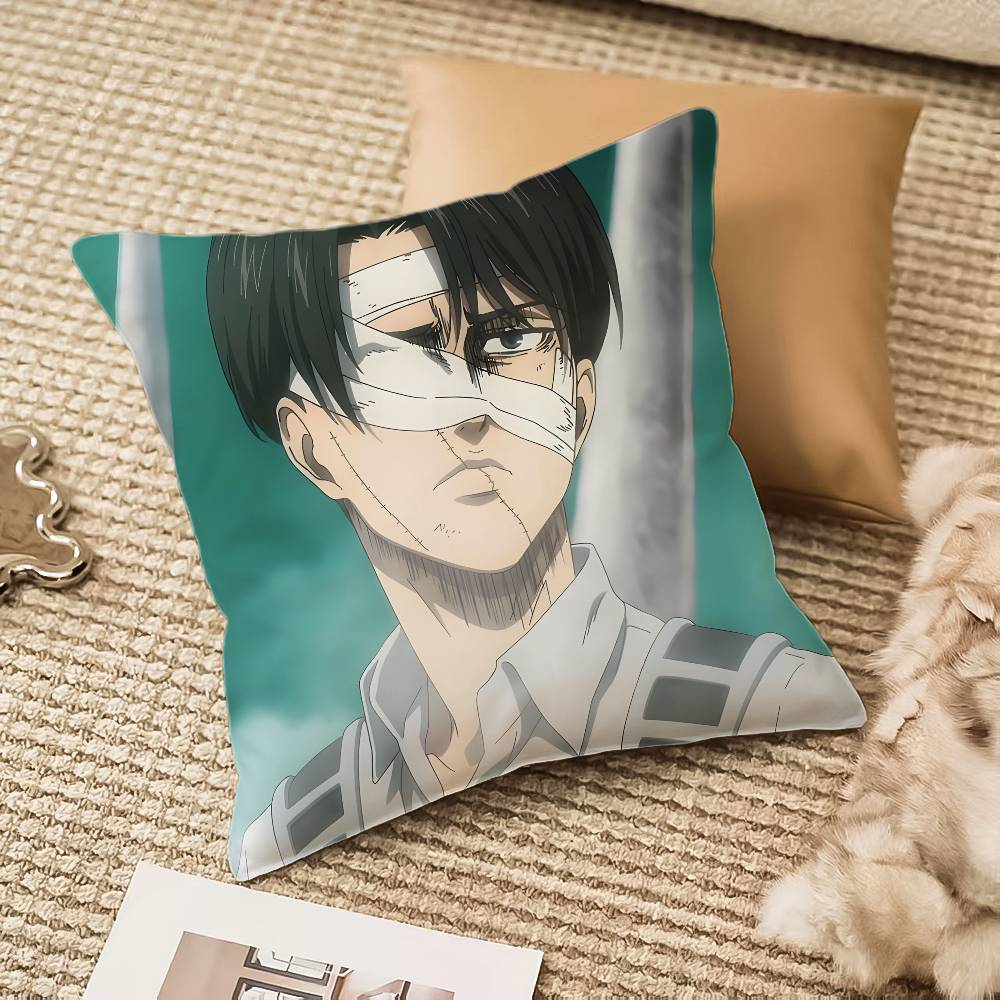 1pc Levi Ackerman Attack On Titan Pillow Case Anti-dustmite Pillowcase Invisible Zipper Silky Plush Sofa