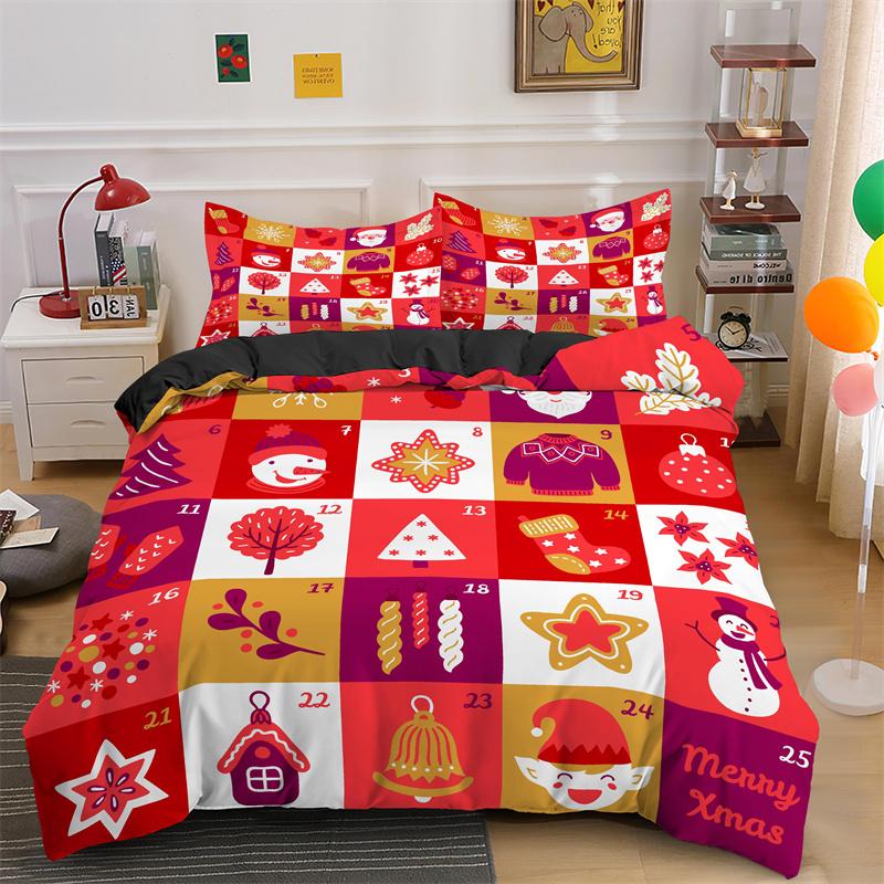 

3D Merry Christmas King Queen Комплект постельного белья для детей с рисунком Санта-Клауса, снеговика, оленя, покрывало для пододеяльника, рождественское покрывало из полиэстера EU single(135x200cm)
