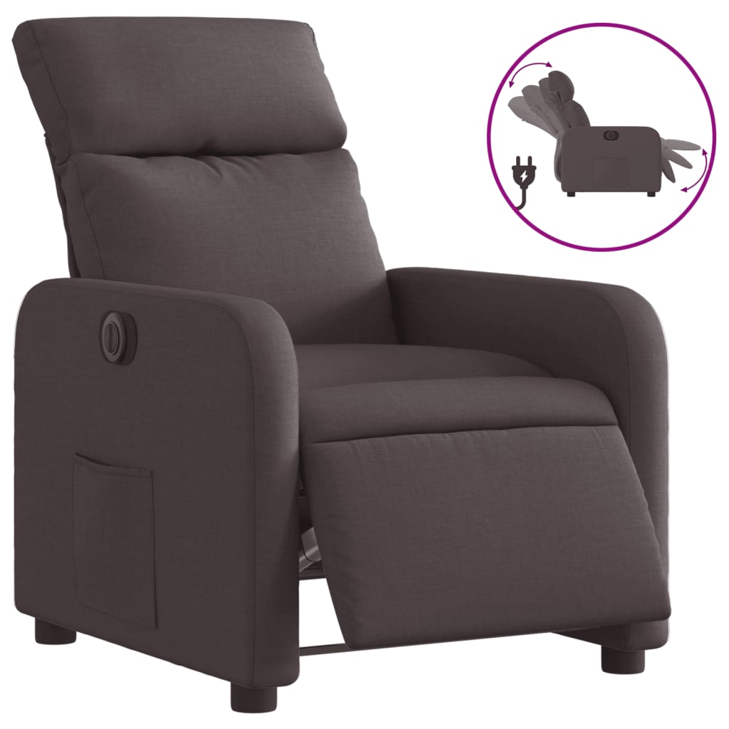 Vidaxl Electric Recliner, Dark Brown, Fabric Upholstered