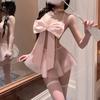 Pure Desire Pink Bow Three-point Erotic Underwear Pure Desire Temptation Splicing Mesh Perspective Free-to-take Cover