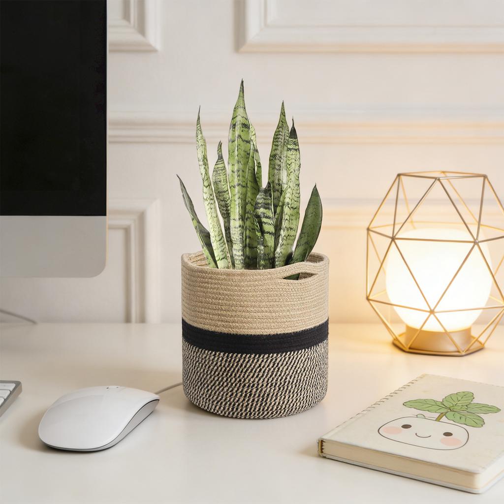 Woven Flower Baskets, Handmade Woven Baskets, Green Plant Floor Pots, Straw Woven Flower Pots