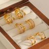 Light Luxury Geometric Stainless Steel Earrings With Zirconia For Women