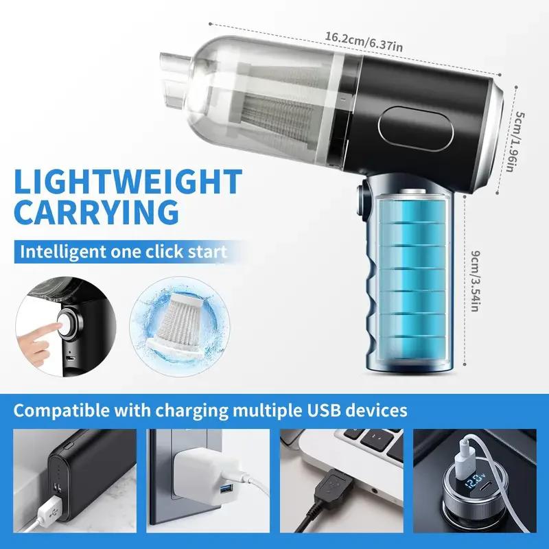 Home Vacuum Cleaner with Dual Functions of Blowing and Suction, Indoor Desktop Cleaning, Handheld Hair Dryer, Car Vacuum Cleaner