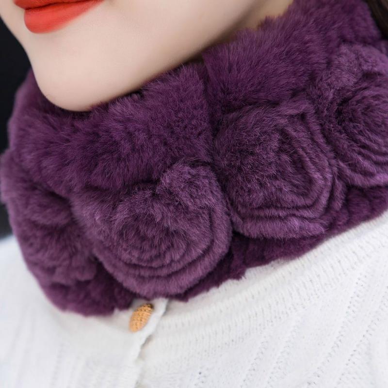 Woman Autumn Winter Warm Hat Otter Rabbit Fur Hat Versatile Ear Protection Cap Knitted Fur Hat Scarf Set