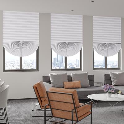 Finished Product Full Blackout Self-Adhesive Pleated Curtain Blackout Curtain White Solid Color No-Punching Veneer Curtain