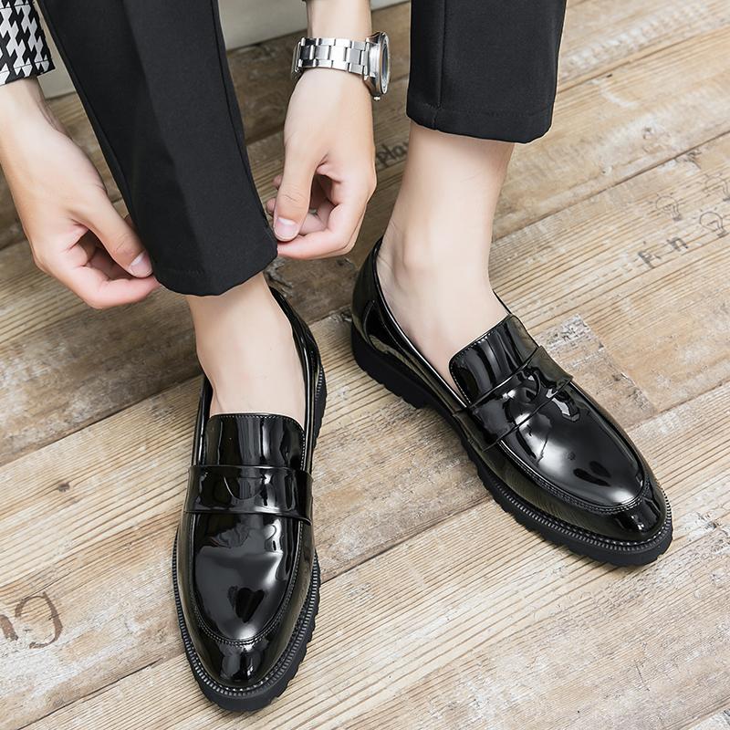 Men Loafers Formal Business Black Leather Shoes Office Shoes Casual Dress Prom Tuxedo Party Shoes Large Size