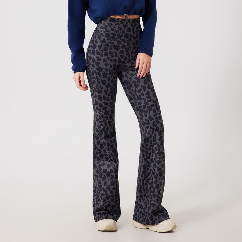 Fx3051 Color Discount Fashion Leopard Print with Velvet Heattech Micro-Pull Yoga Pants High Waist Fitness Pants Outwear Bell-Bottom Pants