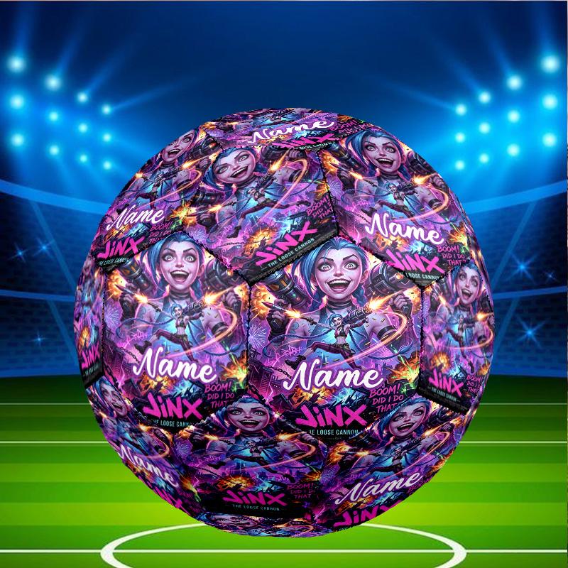 Custom Name Personalized Jinx Print Size 5 Soccer Ball Training & Match Football, for Team, Kicking, Gift for Football