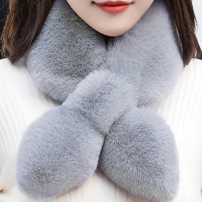 

Толстый меховой шарф с перекрестием: ультрамягкий плюшевый материал для непревзойденного комфорта, утолщенный дизайн для повышенного тепла, эффективная защита шеи серый