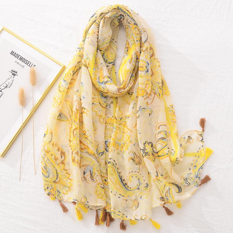 Fashion Wave Striped Patchwork Tassel Viscose Shawl Scarf Lady Print Pashmina Stole Wrap Snood Bufandas Muslim Hijab Sjaal