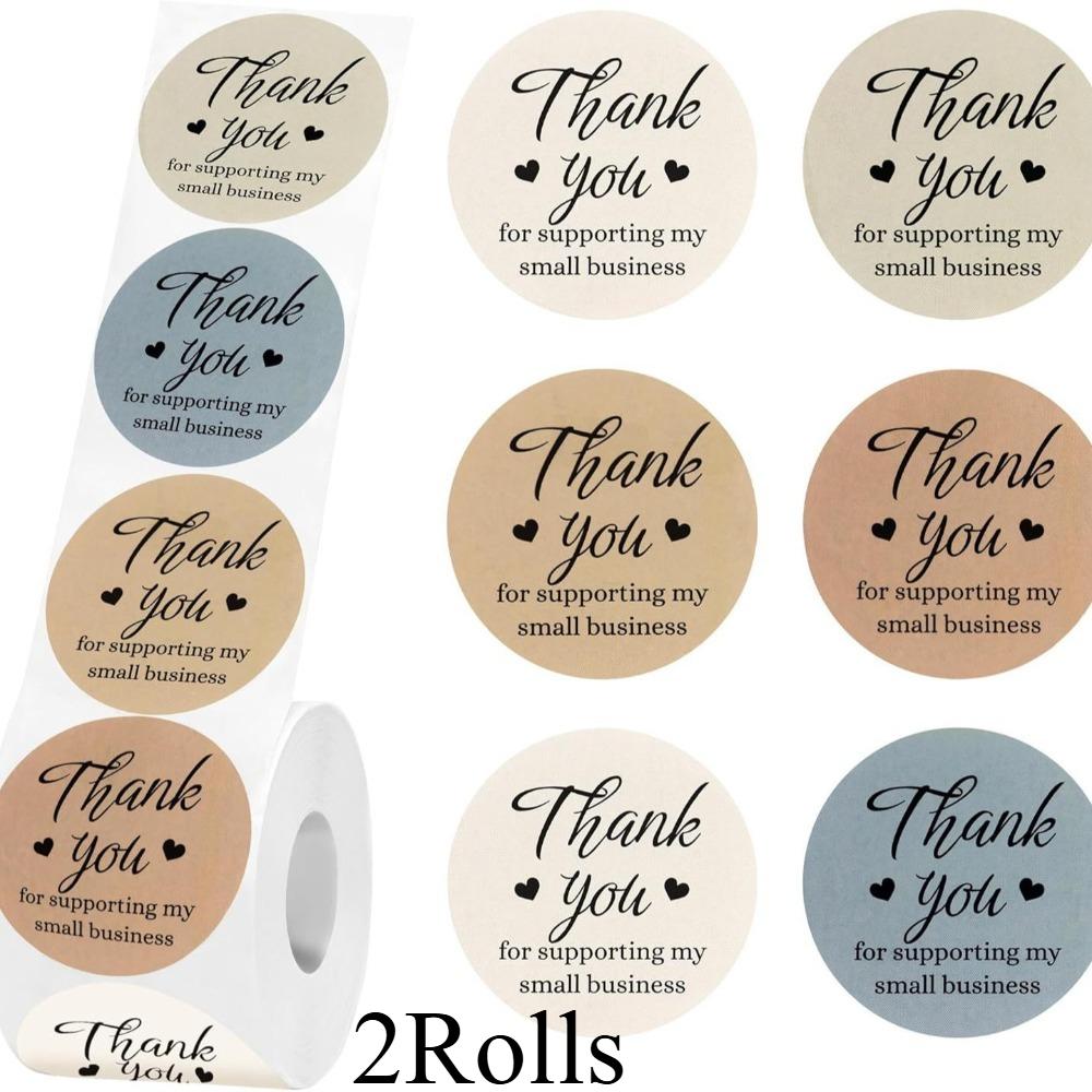 

2Rolls Thank You Stickers Round Thank You Labels Party Sticker Spring Party Bag Labels Product Packaging Stickers