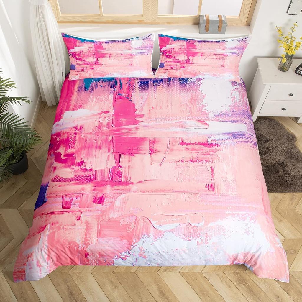 Ombre Duvet Cover for Kids Boy Girl,Colorful Oil Painting Bedding Set King, Abstract Art Artwork Comforter Cover with Pillowcase