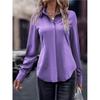 Button Up Women's Shirt Double Door Tube Satin Lapel Long Sleeved Top Commuting Style Slim Fit Cardigan Women's Clothing Blouses & Shirts
