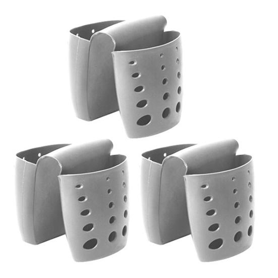 

Yousheng 3 шт., держатель для губки для сливного фильтра для раковины, маслостойкий, простой в установке, органайзер для кухонной губки, корзина для сита для раковины с отверстиями для слива серый