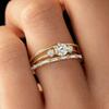 Wish Round New Gold Zircon Ring Temperament High-end Simple Three-piece Ring