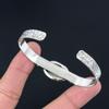 925 Silver Natural Psilomelane Dendrite Bangle Crescent Moon Adjustable