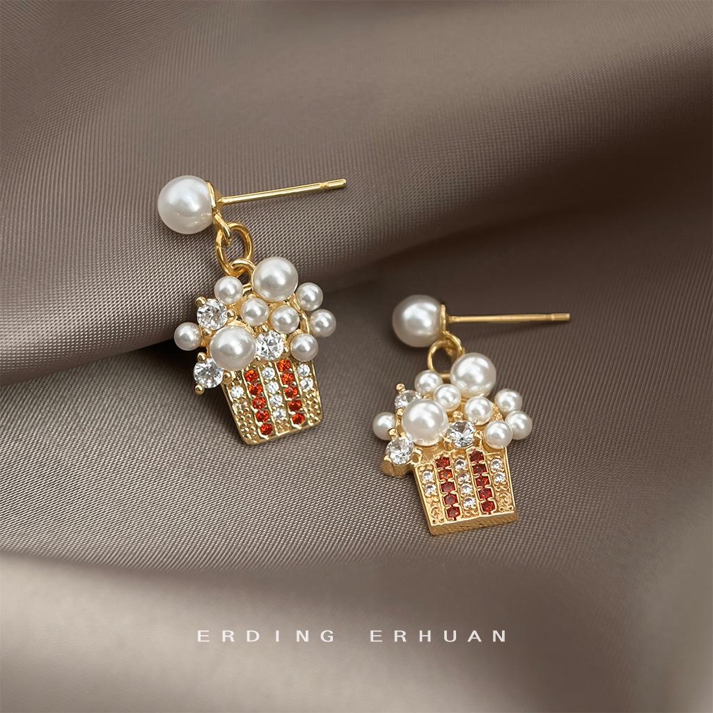 Micro-inlaid zircon personalized designer ice cream-plated 14K earrings, new earrings, jewelry wholesale