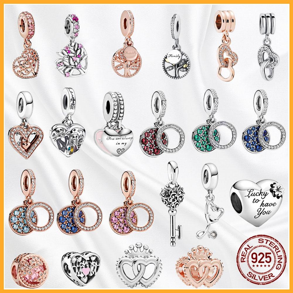 Jmg Bags Women's Authentic Copper Metal Heart Tree Sparkling Dangle Charm Bead Components Designed For Authentic Original Bracelet High Quality Fine Jewelry Bead
