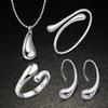 Beautiful Silver Plated Water Drop Jewelry Ensemble Includes Bracelet Necklace Earrings And Ring