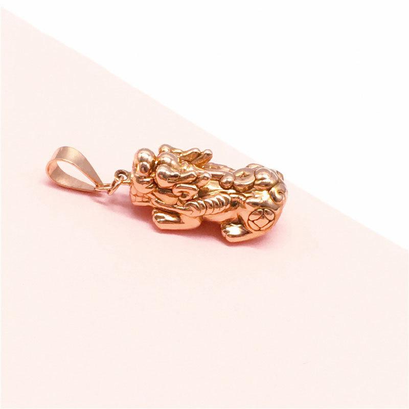Exquisite 585 Purple Gold Russian Rose Gold Plated Three-Dimensional Pixiu Pendant Lucky Versatile Foreign Exquisite Jewelry